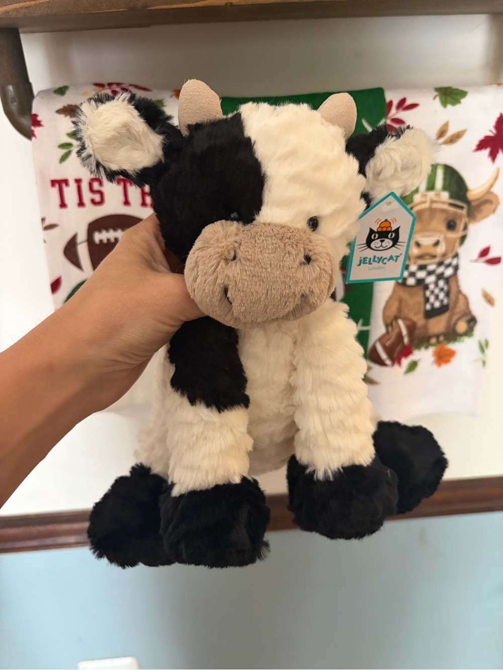 Jellycat Medium Fuddlewuddle Calf retired Black White Cow Plush With Tags